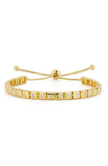 Chloe & Madison Chloe And Madison Cubic Zirconia Square Bracelet In Gold