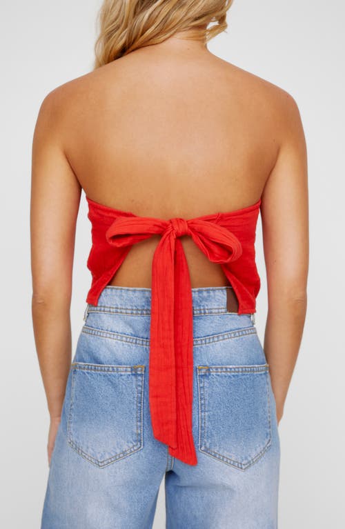 Shop Nasty Gal Casual Triangle Hem Tie Back Strapless Top In Red