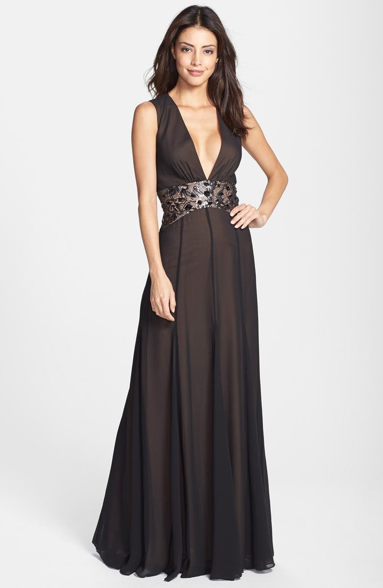 BCBGMAXAZRIA 'Stacy' Plunging Cutout Trumpet Gown | Nordstrom