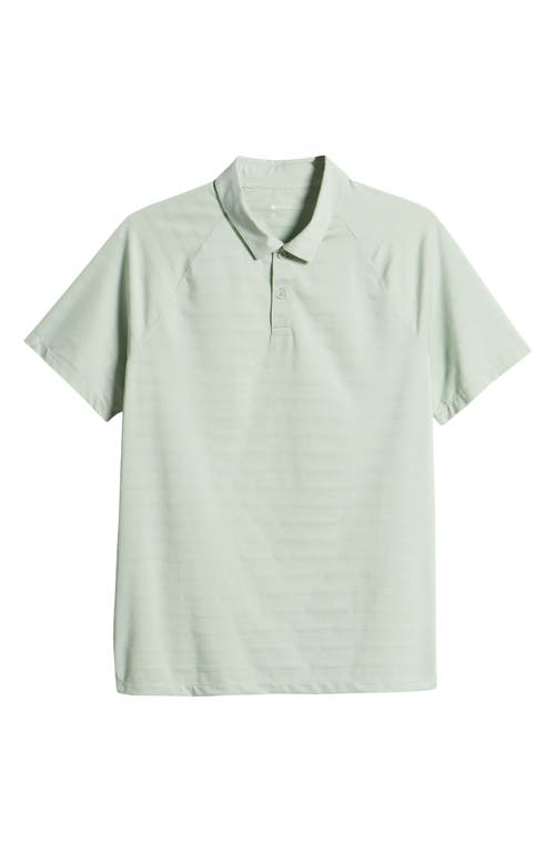 Shop Zella Stripe Performance Court Polo In Green Frozen