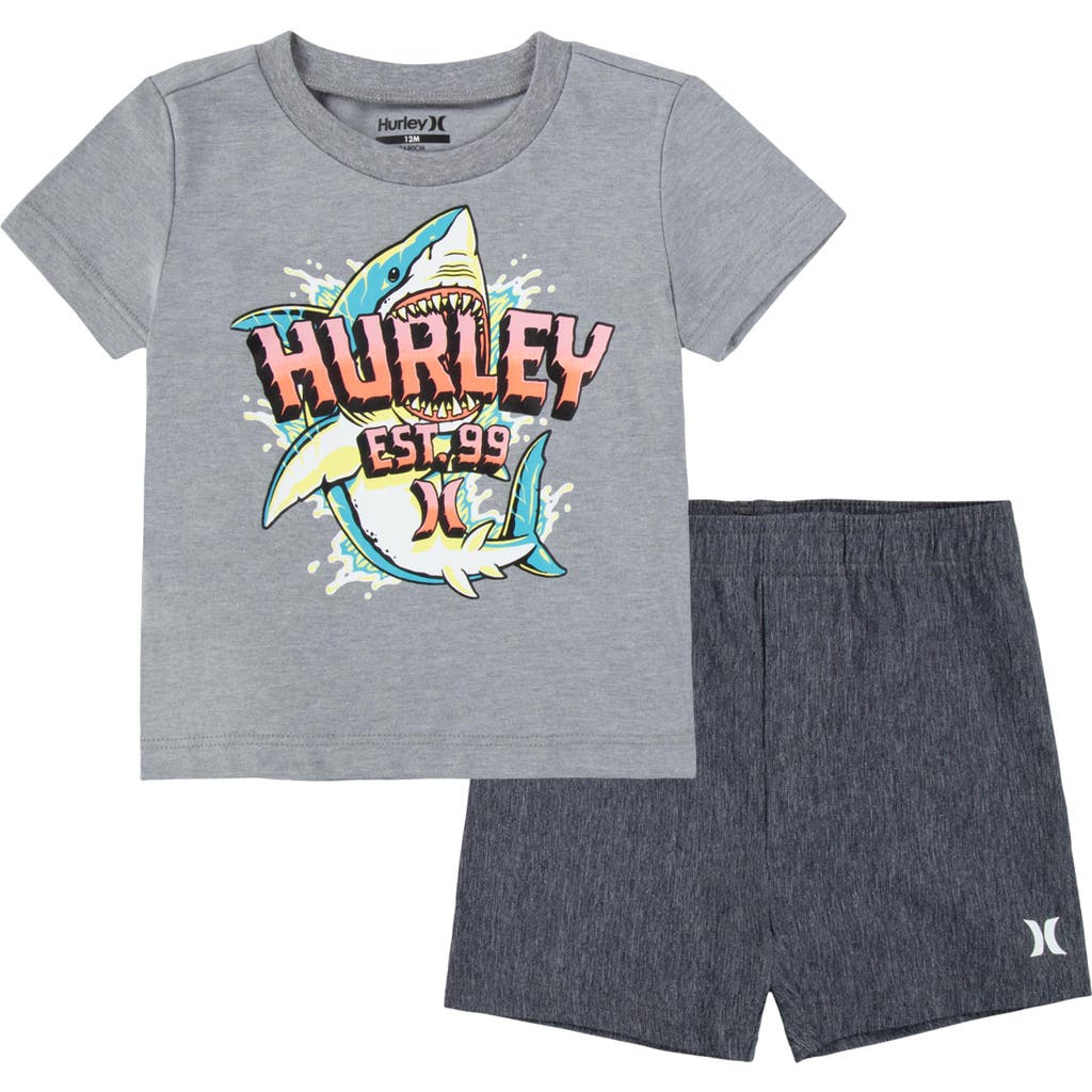 Shop Hurley Big Bite T-shirt & Shorts Set In Black/grey