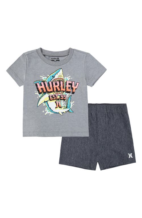 Shop Hurley Big Bite T-shirt & Shorts Set In Black/grey