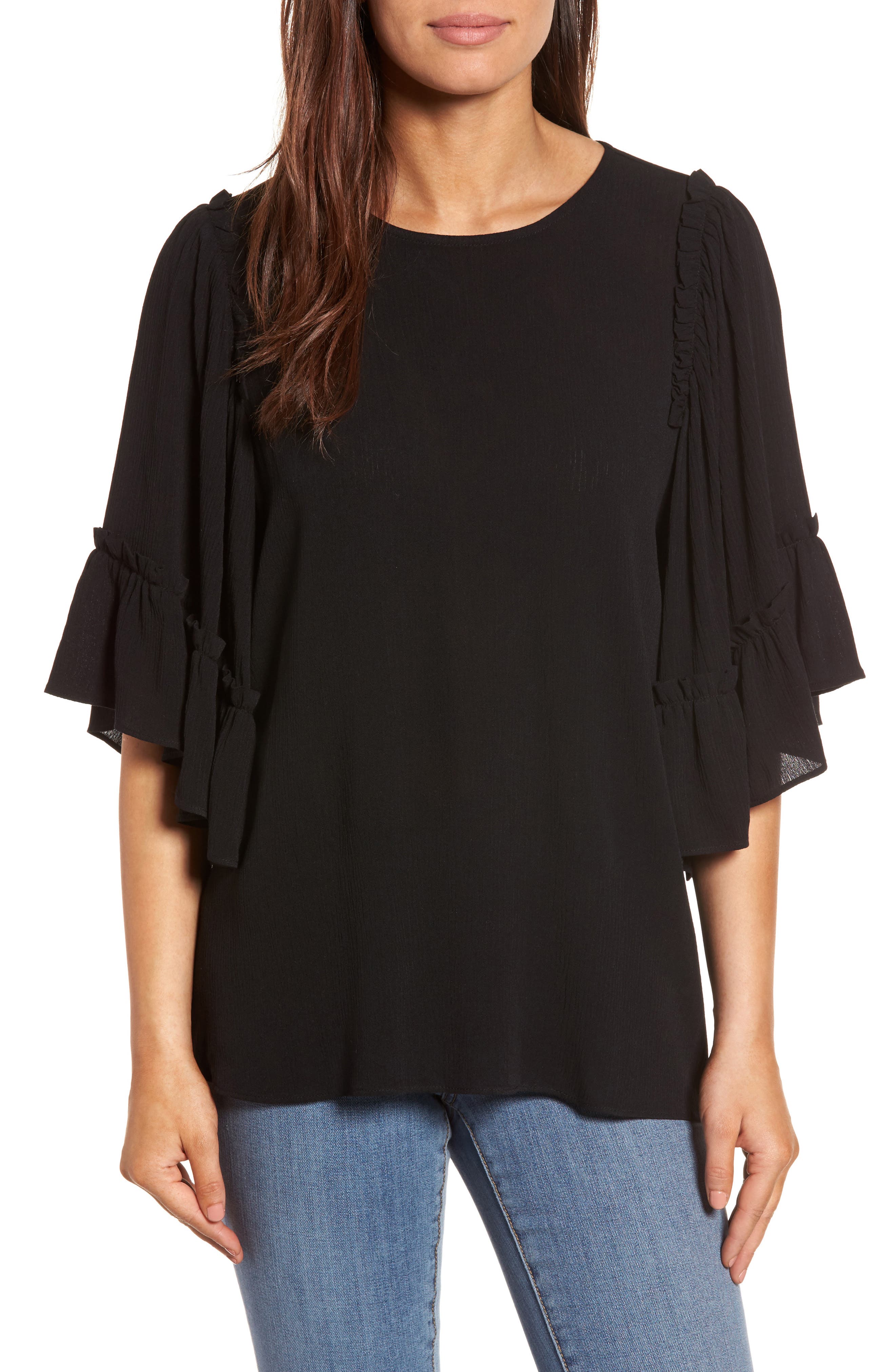 Caslon® Gauze Bell Sleeve Top (Regular & Petite) Nordstrom