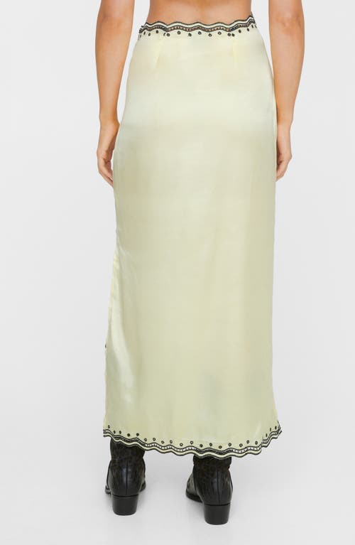 Shop Nasty Gal Scallop Satin Maxi Skirt In Lemon