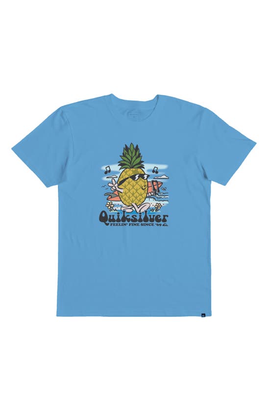 Shop Quiksilver Kids' Pineapple Vibes Cotton Graphic T-shirt In Alaskan Blue