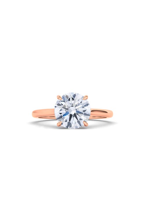 Shop Hautecarat Round Brilliant Cut Lab Created Diamond Ring In 3.00 Ctw 18k Rose Gold