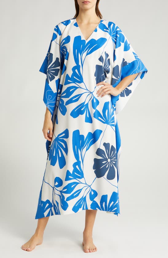 Shop Natori Palma Midi Nightgown In Blue