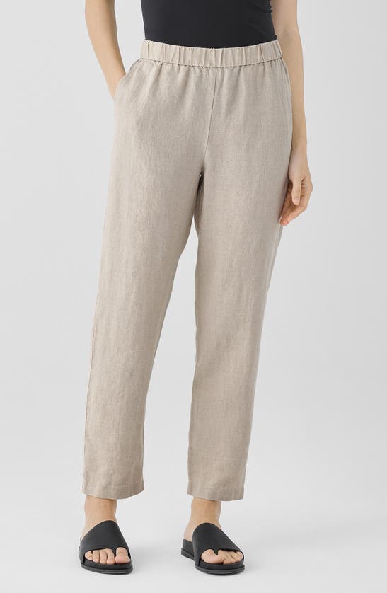 Shop Eileen Fisher Organic Linen Ankle Straight Leg Pants In Undyed Natural