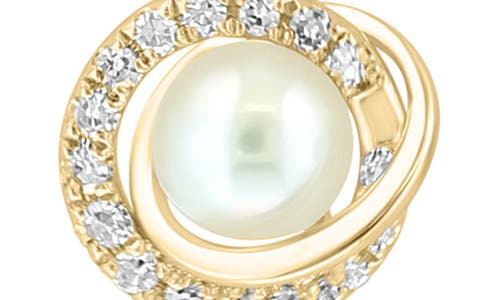 Shop Effy Diamond & Freshwater Pearl Stud Earrings In Gold/diamond/freshwater Pearl