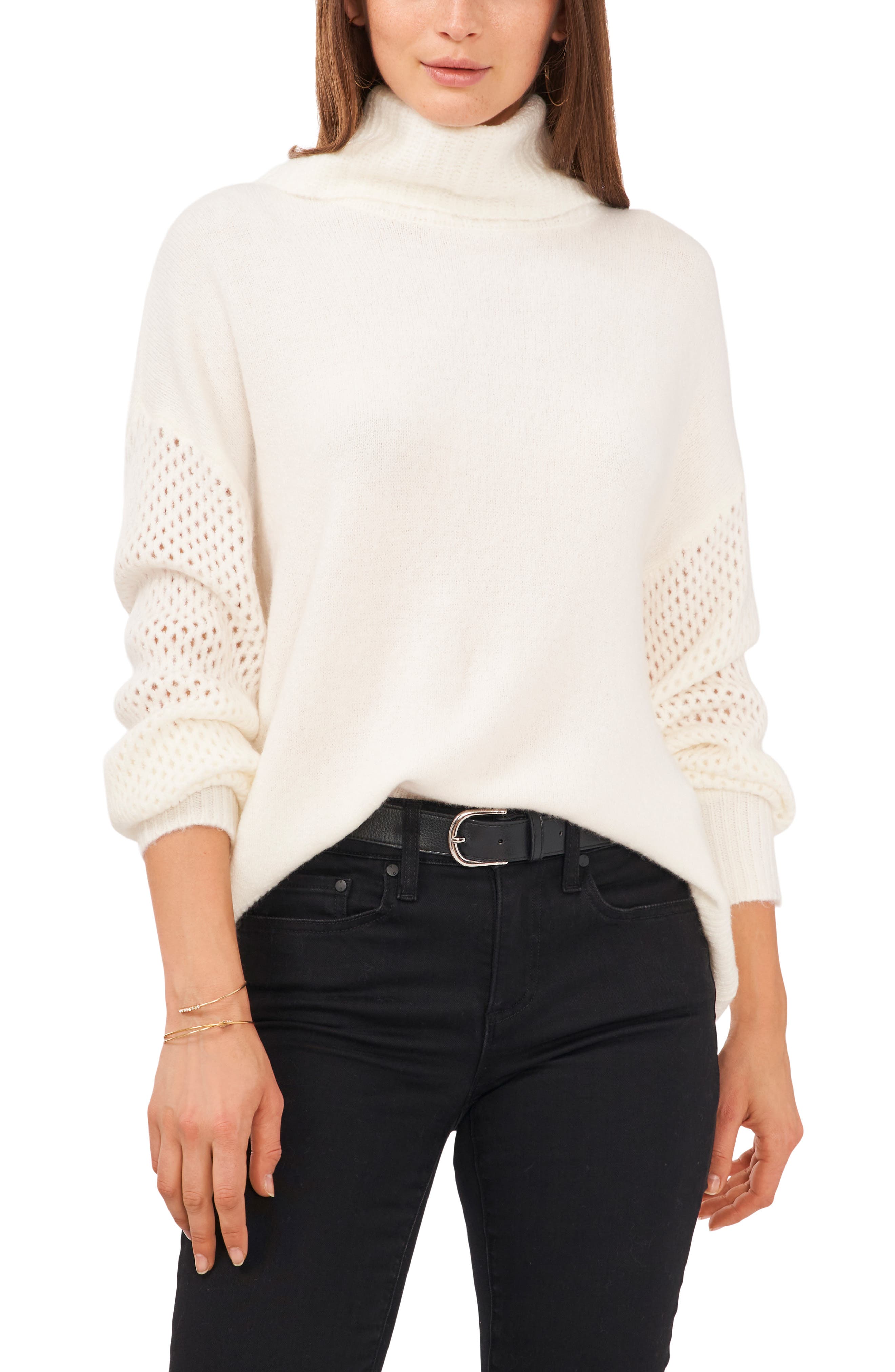 white turtleneck knit