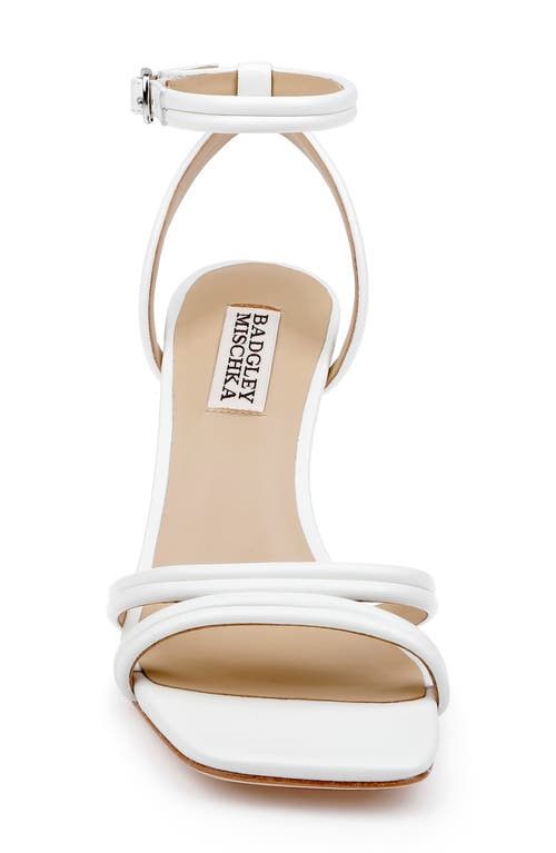 Shop Badgley Mischka Collection Belen Ankle Strap Sandal In White Leather