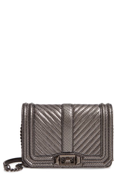 Rebecca Minkoff Small Love Quilted Leather Crossbody Bag In Anthracite