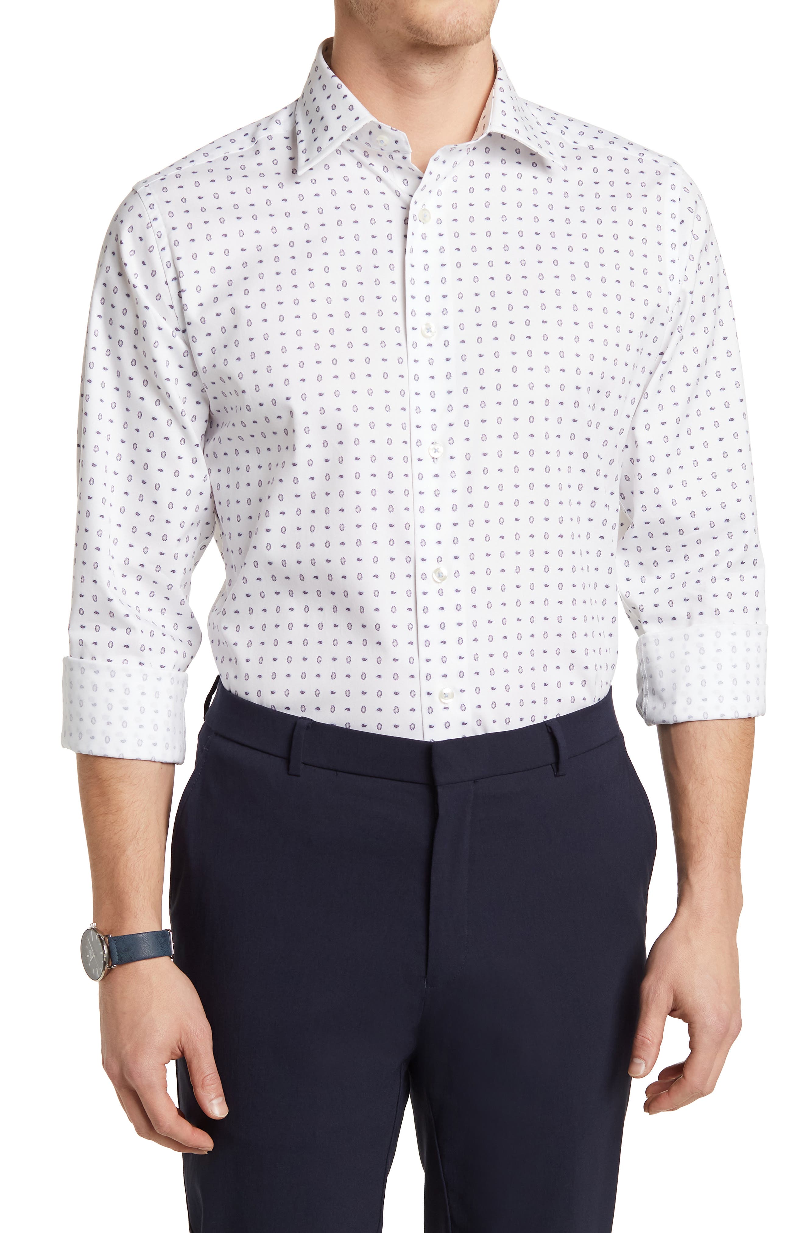 white patterned dress shirt