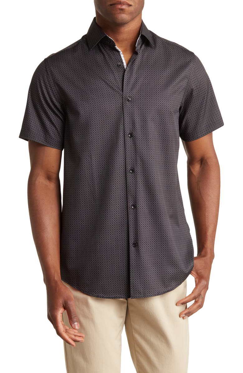 TOM BAINE Slim Fit Performance Short Sleeve Button-Up Shirt | Nordstromrack