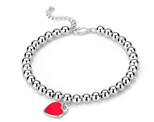 Donatello Gian Beaded Heart Bracelet In Red