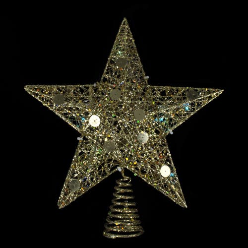 Northlight 11.5" Pre-lit Gold Glittered Star Christmas Tree Topper In Gold