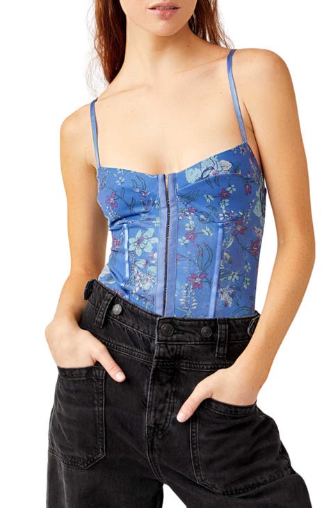  Sexy Bodysuit Tops for Women Floral Print Frill Trim