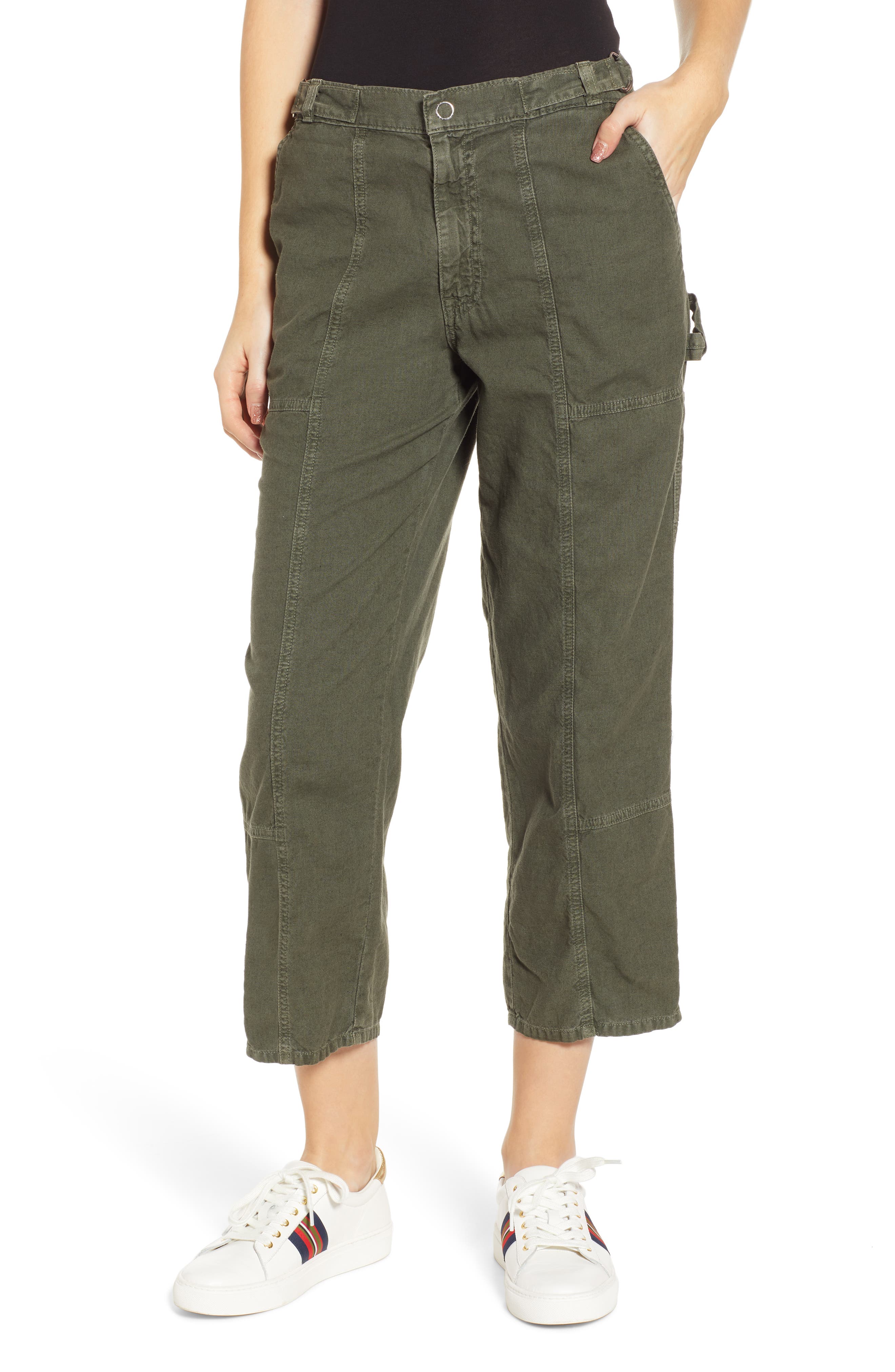 Ag Noten High Waist Crop Cargo Pants, Green