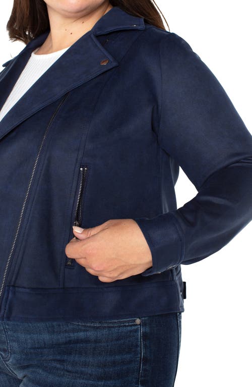 Shop Liverpool Faux Suede Moto Jacket In Mystic Navy