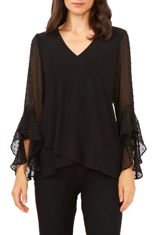Chaus Tulip Bell Sleeve Top In Black