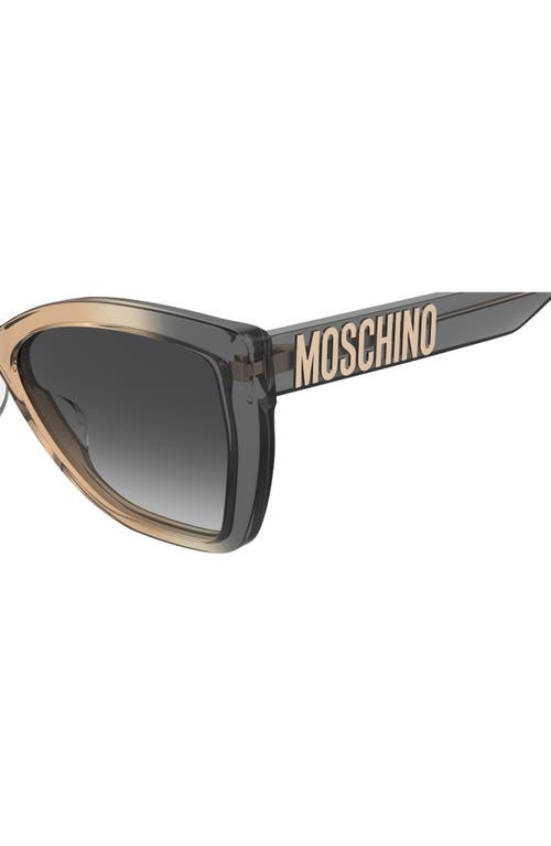 Moschino 55mm Gradient Cat Eye Sunglasses In Grey/tan