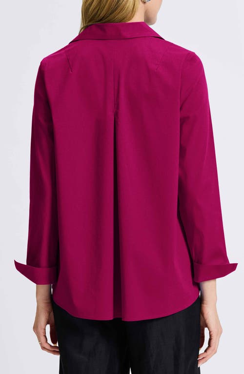 Shop Foxcroft Agnes Split Cuff Popover Blouse In Sangria