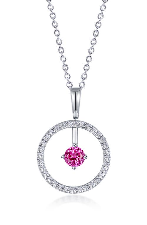 Shop Lafonn Simulated Diamond Lab-created Birthstone Reversible Pendant Necklace In Pink/october