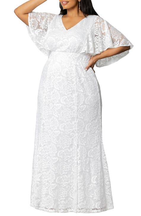 Clarissa Flutter Sleeve Lace Wedding Gown (Plus Size)