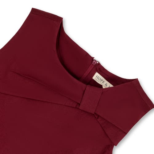 Shop Hope & Henry Girls' Organic Asymmetrical Bow Party Dress, Toddler In Oxblood Sateen