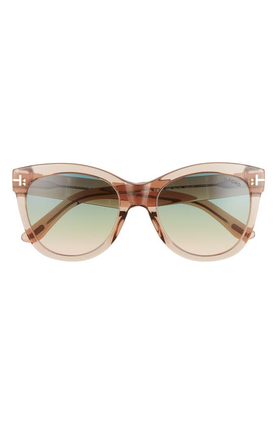 Tom Ford Wallace 54mm Gradient Cat Eye Sunglasses In Rose Champagne/ Green Sand