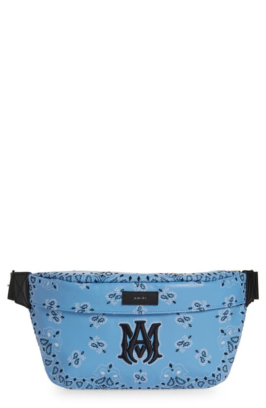 Amiri Bandana Leather Belt Bag In Carolina Blue