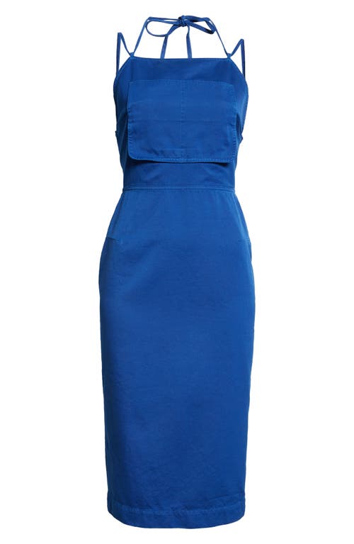 Shop Max Mara Temide Sleeveless Cotton Poplin Belted Dress In Cornflower Blue