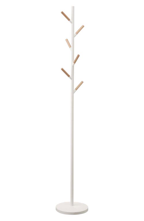 Yamazaki Wood Tipped Steel Coat Rack in White at Nordstrom