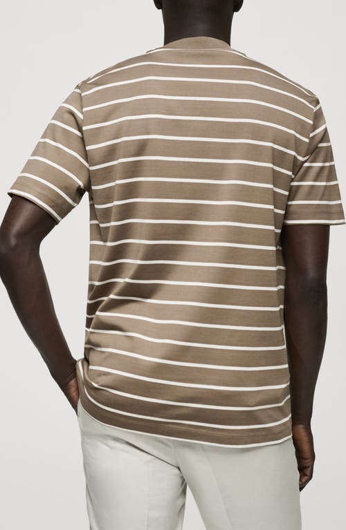 Shop Mango Stripe Cotton T-shirt In Khaki