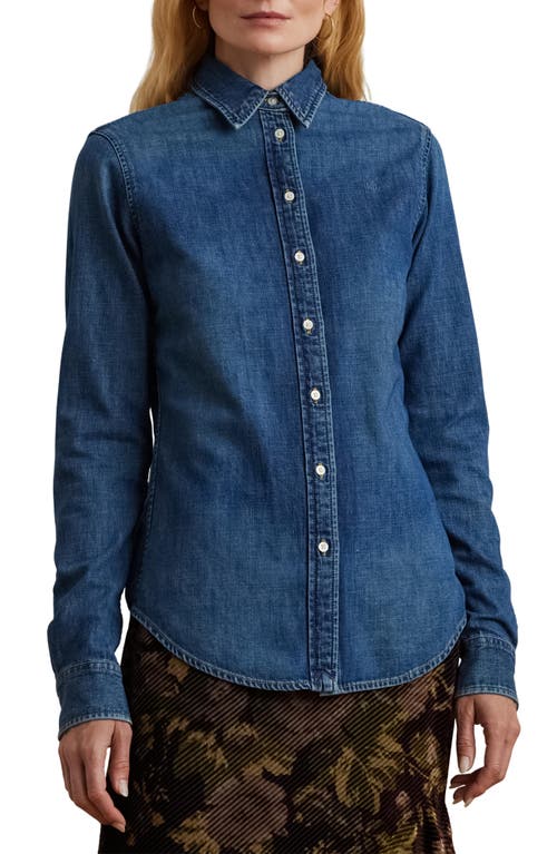 Shop Lauren Ralph Lauren Classic Fit Denim Shirt In Harvest Wash