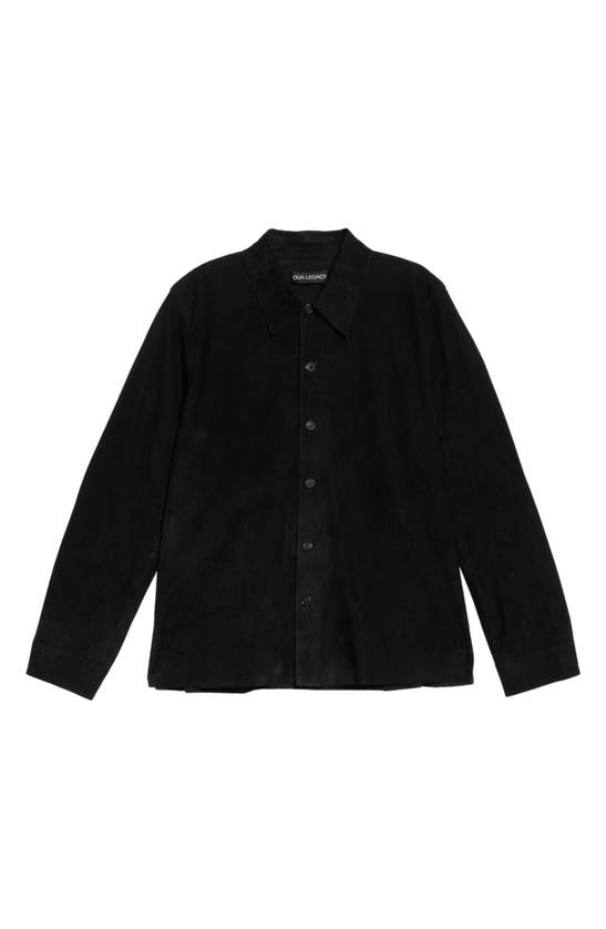 Shop Our Legacy Welding Leather Button-up Shirt In Lithe Black Suede