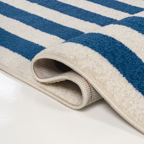 Jonathan Y Bandol Modern Classic Mitre Stripe Area Rug In Navy/ivory
