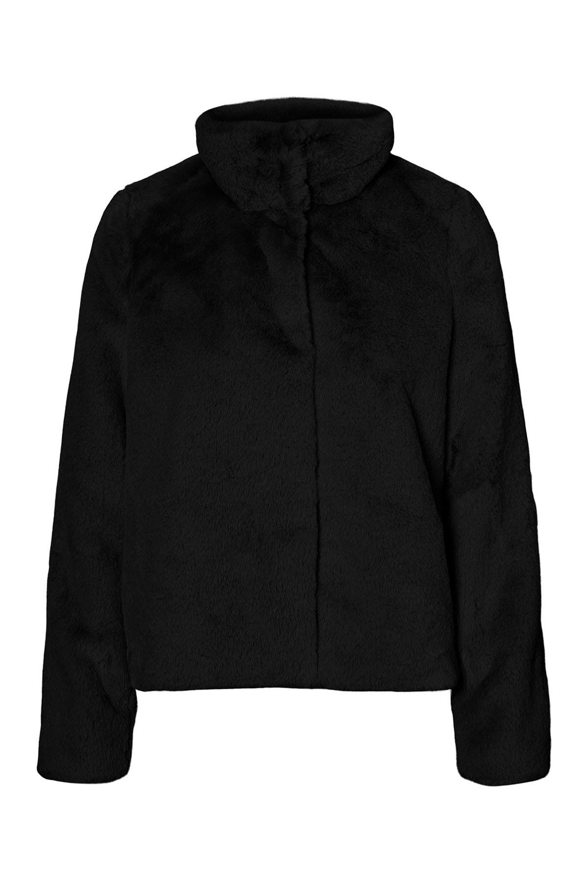 short black faux fur jacket
