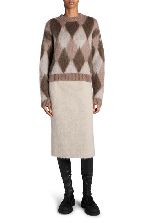 Shop Moncler Fuzzy Wool Blend Skirt In Silver Cloud