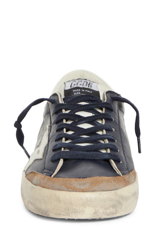 Shop Golden Goose Super-star Low Top Sneaker In Dark Blue/white/tabacco