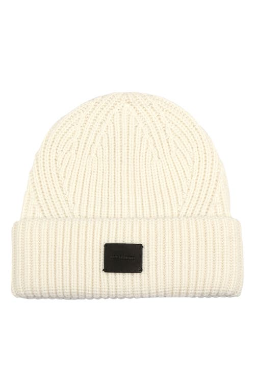 AllSaints Travelling Rib Knit Wool Blend Beanie in Chalk at Nordstrom