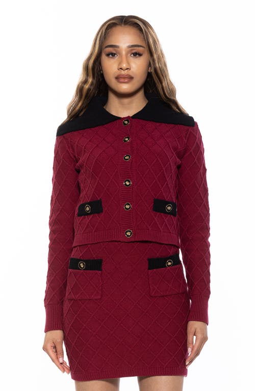 Alexia Admor Pattern Cardigan In Burgundy