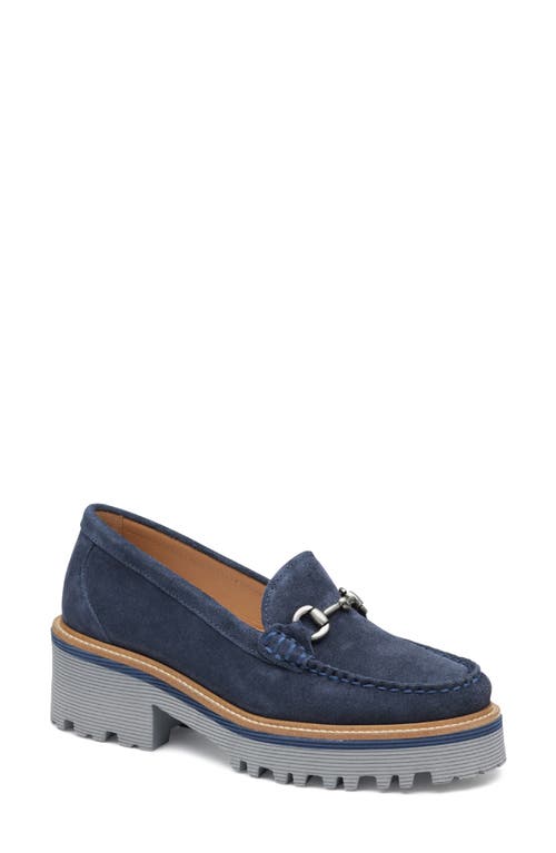 Shop Johnston & Murphy Emmalynn Lug Sole Bit Loafer In Navy Suede