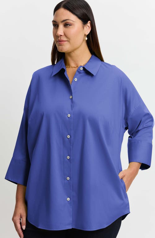 Shop Foxcroft Avery Stretch Button-up Shirt In Blue