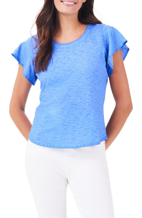 Flutter Sleeve Cotton T-Shirt in Ultramarine