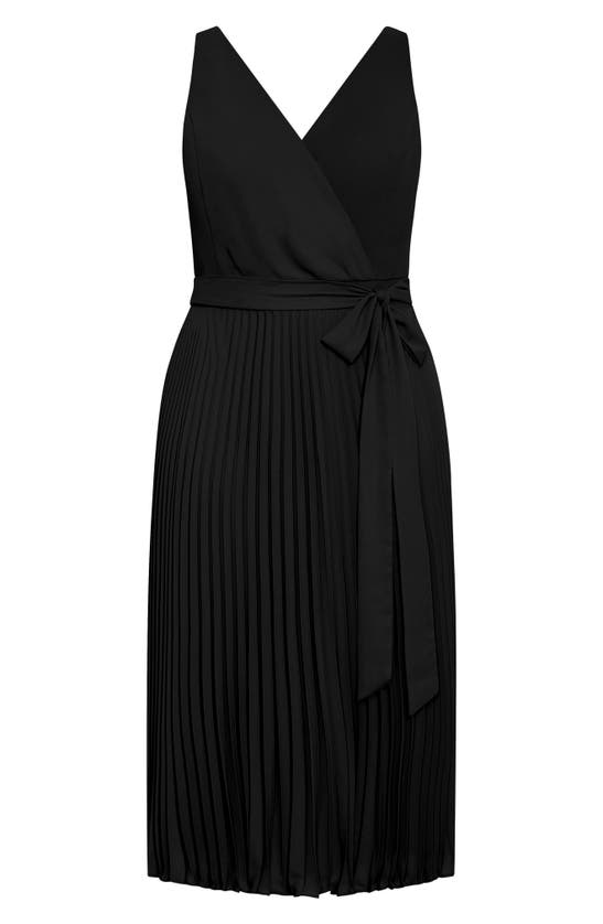 Shop City Chic Lilly Pleat A-line Dress In Black