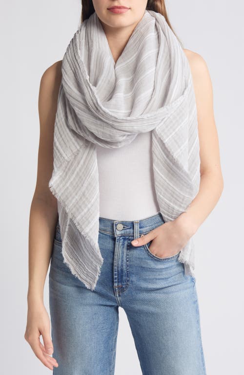 Stripe Cotton Scarf in Grey Combo