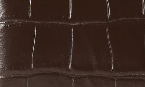 Kurt Geiger London Extra Small Bond Croc Embossed Leather Top Handle Bag In Dark Brown