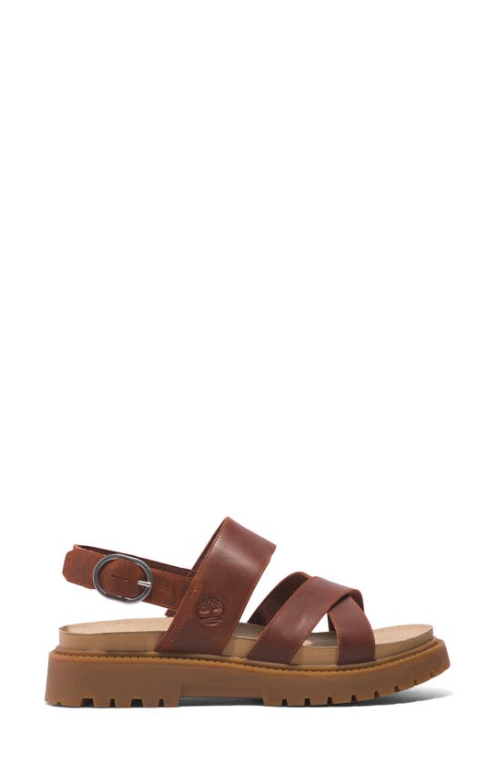 Shop Timberland Clairemont Way Cross Strap Sandal In Dark Red Full Grain