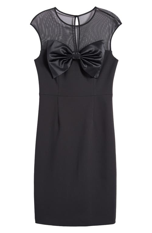 Shop Eliza J Bow Mesh Yoke Sheath Dress In Black